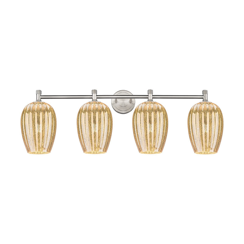 Innovations Preston Flute 36in 4-Light Bath Vanity Light | Industrial Satin Nickel and Mercury Glass | Bathroom Vanity | Model 434-4W-SN-G457-6ME