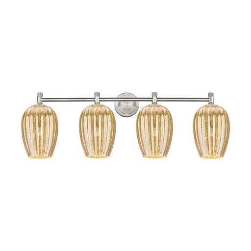 Innovations Preston Flute 36in 4-Light Bath Vanity Light | Industrial Satin Nickel and Mercury Glass | Bathroom Vanity | Model 434-4W-SN-G457-6ME