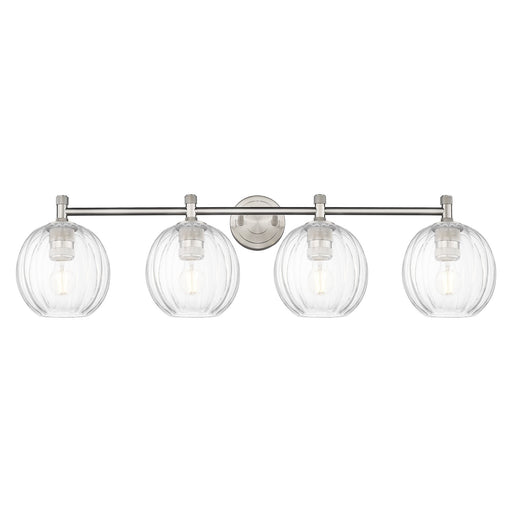 Innovations Preston Globe 37in 4-Light Bath Vanity Light | Industrial Satin Nickel and Clear Glass | Bathroom Vanity | Model 434-4W-SN-G458-7CL