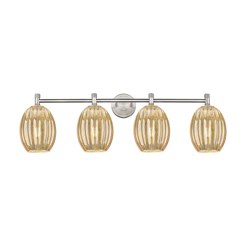 Innovations Preston Bulb 37in 4-Light Bath Vanity | Industrial Satin Nickel and Mercury Glass | Bathroom Vanity | Model 434-4W-SN-G459-6ME