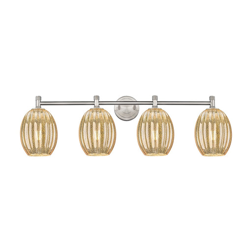 Innovations Preston Bulb 37in 4-Light Bath Vanity | Industrial Satin Nickel and Mercury Glass | Bathroom Vanity | Model 434-4W-SN-G459-6ME
