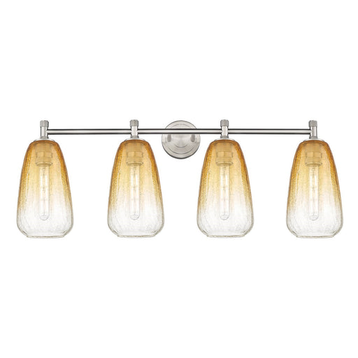 Innovations Brookhaven Almond 37in 4-Light Bath Vanity | Industrial Satin Nickel and Amber Glass | Bathroom Vanity | Model 434-4W-SN-G480-6AM