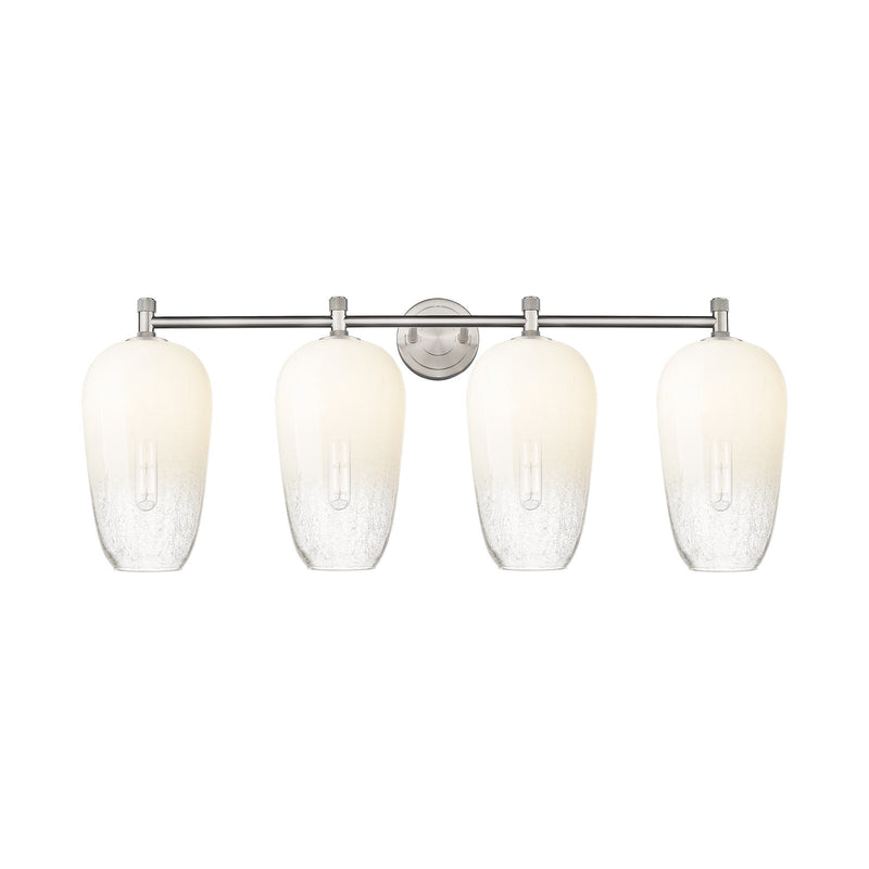 Innovations Brookhaven Flute 37.5in 4-Light Bath Vanity | Industrial Satin Nickel and Opal Glass | Bathroom & Powder Room | Model 434-4W-SN-G484-7OP