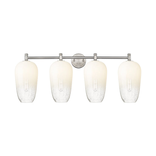 Innovations Brookhaven Flute 37.5in 4-Light Bath Vanity | Industrial Satin Nickel and Opal Glass | Bathroom & Powder Room | Model 434-4W-SN-G484-7OP