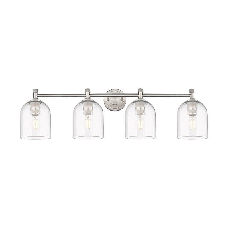 Innovations Bella 36in 4-Light Bath Vanity | Industrial Satin Nickel and Clear Glass | Bathroom & Powder Room | Model 434-4W-SN-G558-6CL