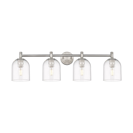 Innovations Bella 36in 4-Light Bath Vanity | Industrial Satin Nickel and Clear Glass | Bathroom & Powder Room | Model 434-4W-SN-G558-6CL