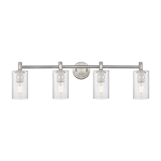 Innovations Clymer 34in 4-Light Bath Vanity | Industrial Satin Nickel and Seedy Glass | Bathroom & Powder Room | Model 434-4W-SN-G804