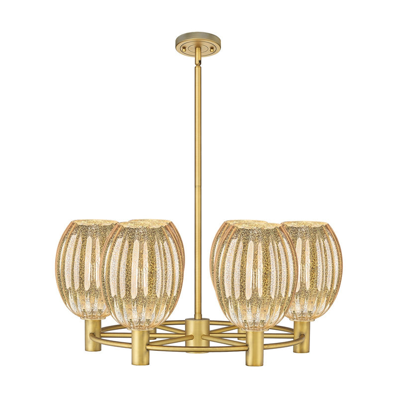 Innovations Preston Bulb 26in 6-Light Chandelier | Industrial Brushed Brass and Mercury Glass | Dining Room & Kitchen | Model 434-6CR-BB-G459-6ME
