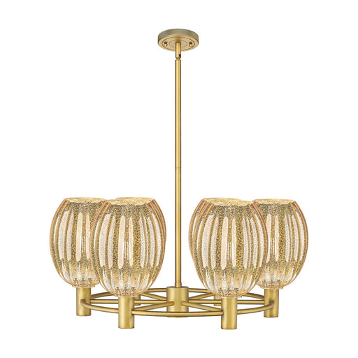 Innovations Preston Bulb 26in 6-Light Chandelier | Industrial Brushed Brass and Mercury Glass | Dining Room & Kitchen | Model 434-6CR-BB-G459-6ME