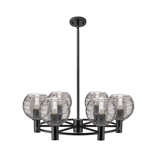 Innovations CP 6Lt 26" Athens DS Stem Chandelier, BK/SDS - 434-6CR-BK-G1213-6SM