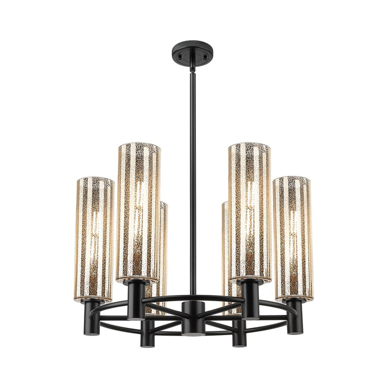 Innovations Crown Point 6Lt 24" Stem Chandelier/12" BK/MC - 434-6CR-BK-G434-12ME