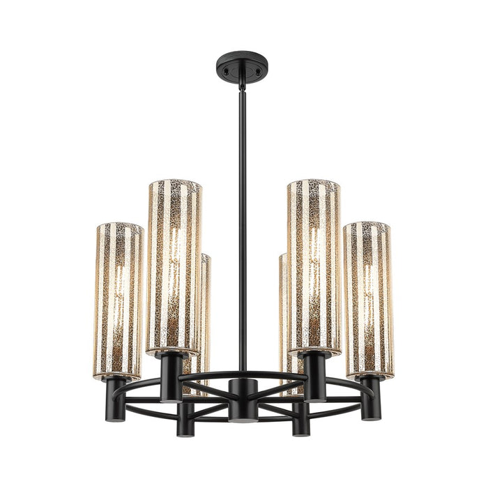 Innovations Crown Point 6Lt 24" Stem Chandelier/12" BK/MC - 434-6CR-BK-G434-12ME