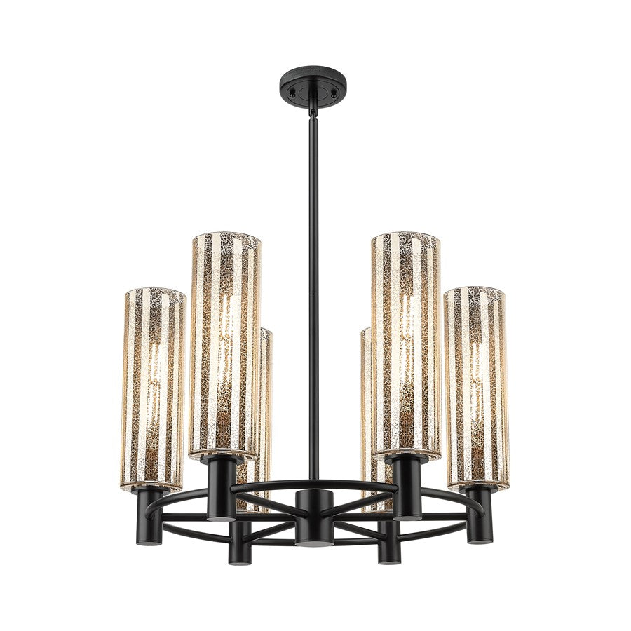 Innovations Crown Point 6Lt 24" Stem Chandelier/12" BK/MC - 434-6CR-BK-G434-12ME