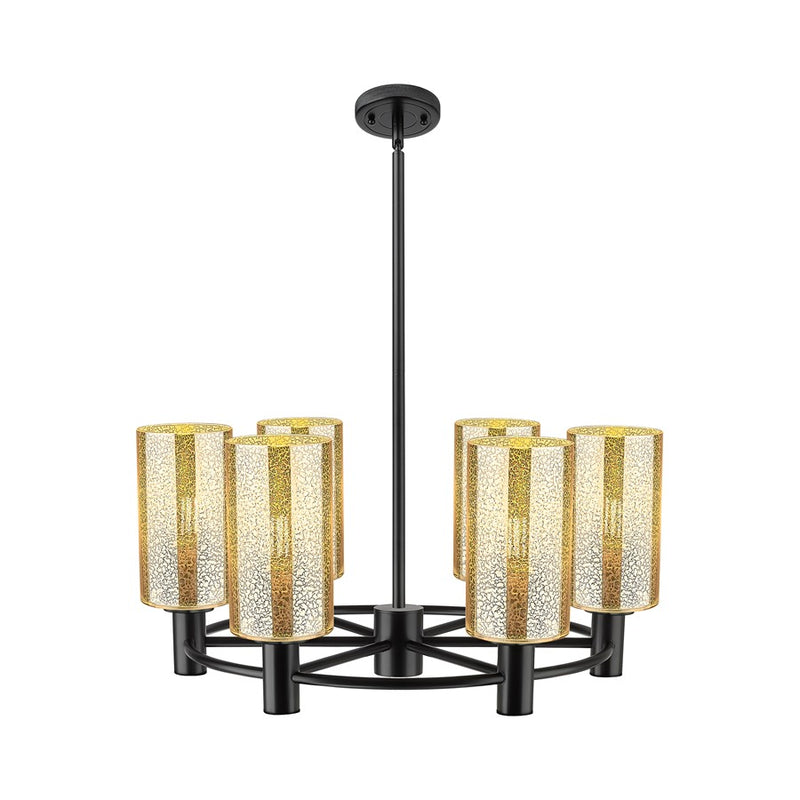 Innovations Crown Point 6Lt 24" Stem Chandelier/7" BK/MC - 434-6CR-BK-G434-7ME