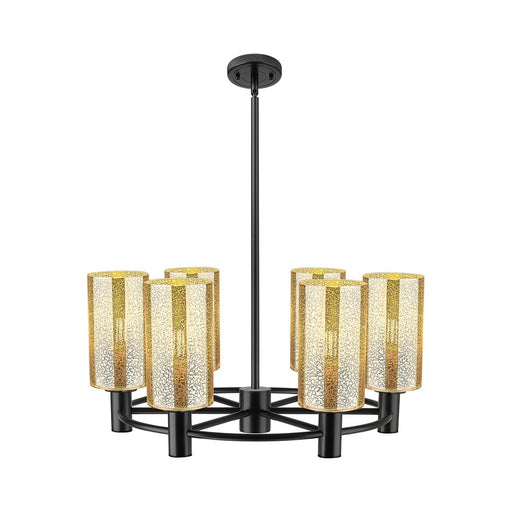 Innovations Crown Point 6Lt 24" Stem Chandelier/7" BK/MC - 434-6CR-BK-G434-7ME