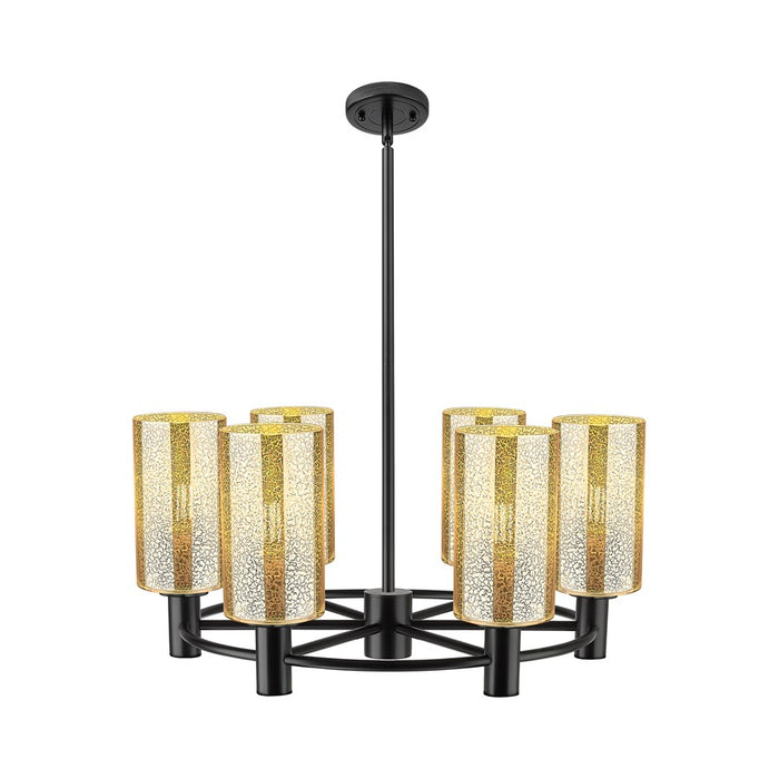 Innovations Crown Point 6Lt 24" Stem Chandelier/7" BK/MC - 434-6CR-BK-G434-7ME