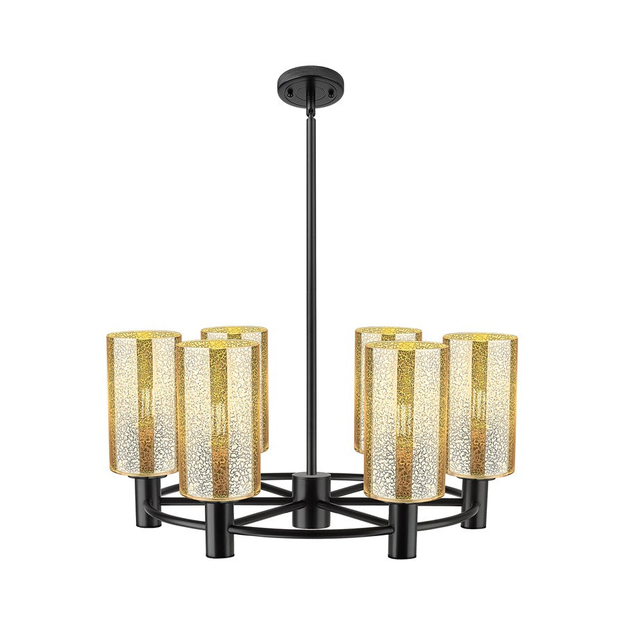 Innovations Crown Point 6Lt 24" Stem Chandelier/7" BK/MC - 434-6CR-BK-G434-7ME