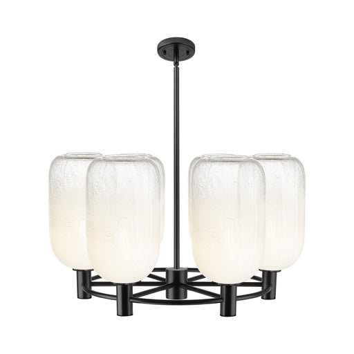 Innovations Brookhaven Cloche 27in 6-Light Chandelier | Industrial Matte Black and Opal Glass | Dining Room & Kitchen | Model 434-6CR-BK-G482-7OP