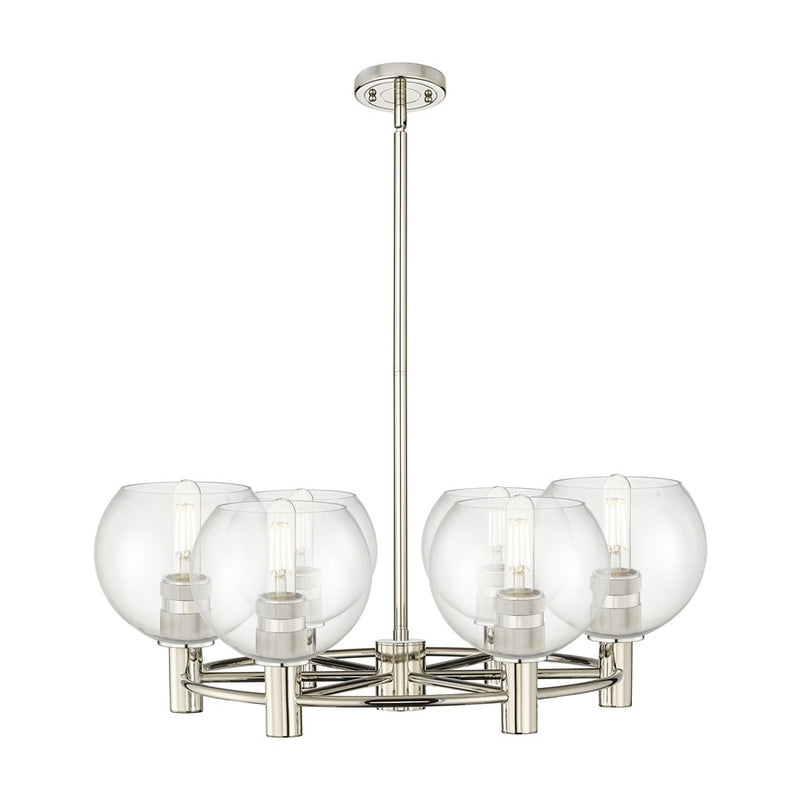 Innovations CP 6Lt 26" Athens Stem Chandelier, PN/CL - 434-6CR-PN-G122-6
