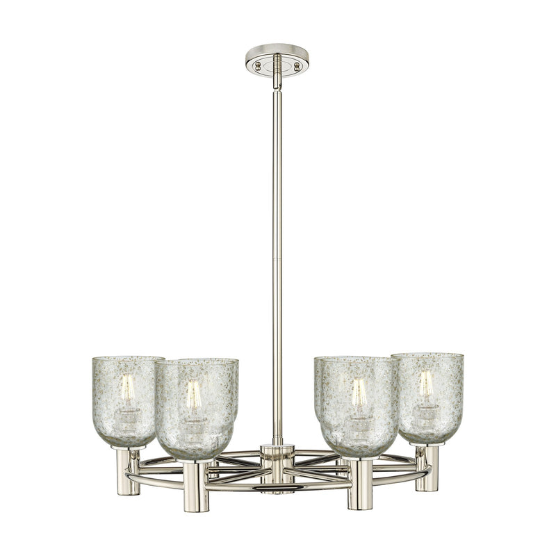 Innovations Caledonia 25in 6-Light Chandelier | Industrial Polished Nickel and Mica Glass | Dining Room & Kitchen Island | Model 434-6CR-PN-G259