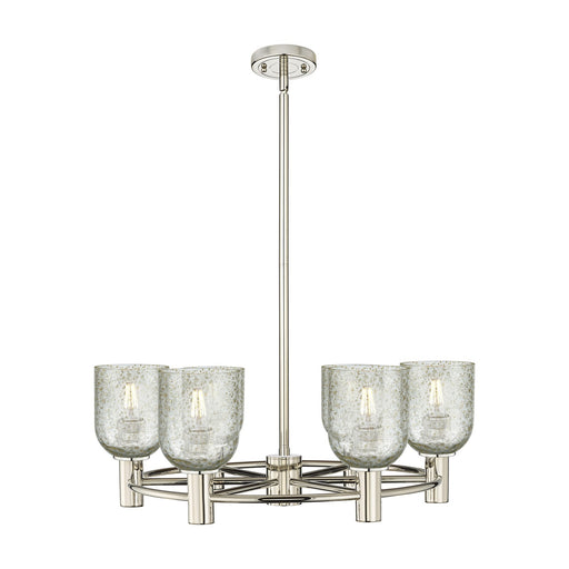 Innovations Caledonia 25in 6-Light Chandelier | Industrial Polished Nickel and Mica Glass | Dining Room & Kitchen Island | Model 434-6CR-PN-G259