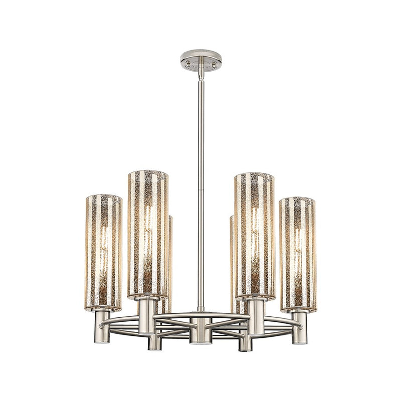Innovations Crown Point 6Lt 24" Stem Chandelier/12" PN/MC - 434-6CR-PN-G434-12ME