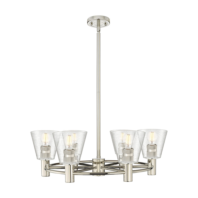 Innovations Caton 26in 6-Light Chandelier | Industrial Polished Nickel and Frosted Glass | Dining Room & Kitchen Island | Model 434-6CR-PN-G454
