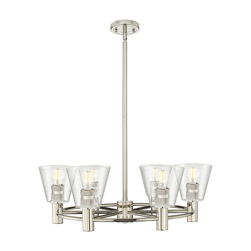Innovations Caton 26in 6-Light Chandelier | Industrial Polished Nickel and Frosted Glass | Dining Room & Kitchen Island | Model 434-6CR-PN-G454