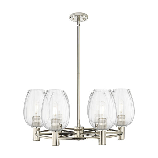 Innovations Preston Flute 26in 6-Light Chandelier | Industrial Polished Nickel and Clear Glass | Dining Room & Kitchen | Model 434-6CR-PN-G457-6CL