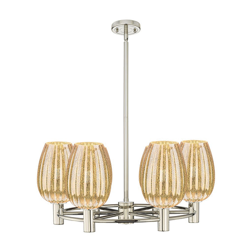 Innovations Preston Flute 26in 6-Light Chandelier | Industrial Polished Nickel and Mercury Glass | Dining Room & Kitchen | Model 434-6CR-PN-G457-6ME