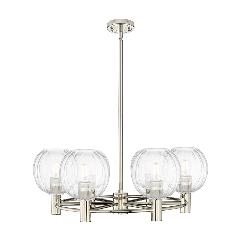 Innovations Preston Globe 27in 6-Light Chandelier | Industrial Polished Nickel and Clear Glass | Dining Room & Kitchen | Model 434-6CR-PN-G458-7CL