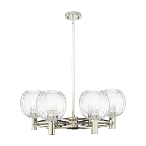 Innovations Preston Globe 27in 6-Light Chandelier | Industrial Polished Nickel and Clear Glass | Dining Room & Kitchen | Model 434-6CR-PN-G458-7CL