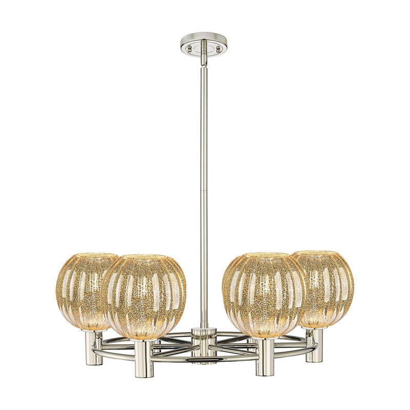 Innovations Preston Globe 27in 6-Light Chandelier | Industrial Polished Nickel and Mercury Glass | Kitchen Island | Model 434-6CR-PN-G458-7ME