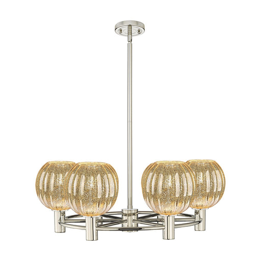 Innovations Preston Globe 27in 6-Light Chandelier | Industrial Polished Nickel and Mercury Glass | Kitchen Island | Model 434-6CR-PN-G458-7ME