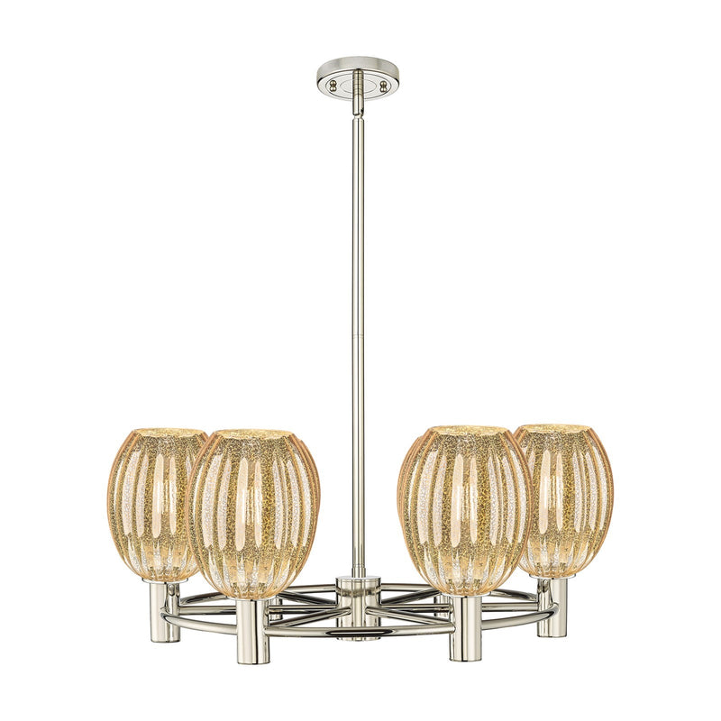 Innovations Preston Bulb 26in 6-Light Chandelier | Industrial Polished Nickel and Mercury Glass | Kitchen Island & Dining | Model 434-6CR-PN-G459-6ME