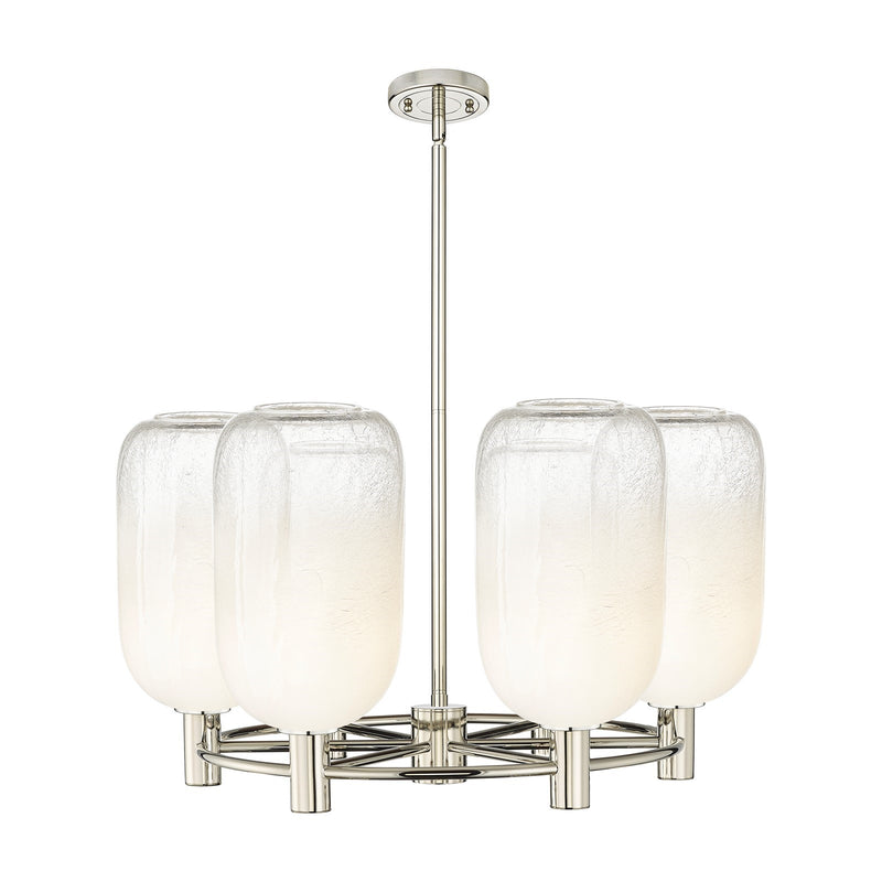 Innovations Brookhaven Cloche 27in 6-Light Chandelier | Industrial Polished Nickel and Opal Glass | Dining Room & Kitchen | Model 434-6CR-PN-G482-7OP
