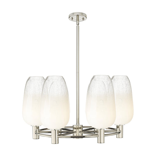 Innovations Brookhaven Flute 27in 6-Light Chandelier | Industrial Polished Nickel and Opal Glass | Dining Room & Kitchen | Model 434-6CR-PN-G484-7OP