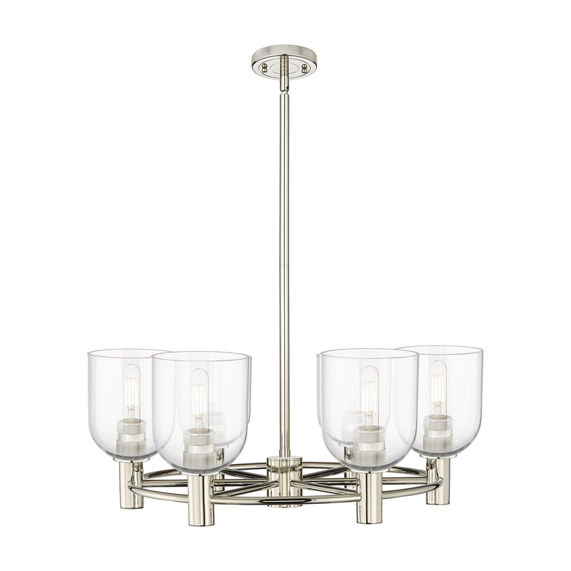 Innovations Bella 25in 6-Light Chandelier | Industrial Polished Nickel and Clear Glass | Dining Room & Kitchen Island | Model 434-6CR-PN-G558-6CL