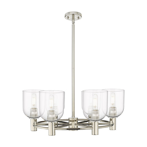 Innovations Bella 25in 6-Light Chandelier | Industrial Polished Nickel and Clear Glass | Dining Room & Kitchen Island | Model 434-6CR-PN-G558-6CL