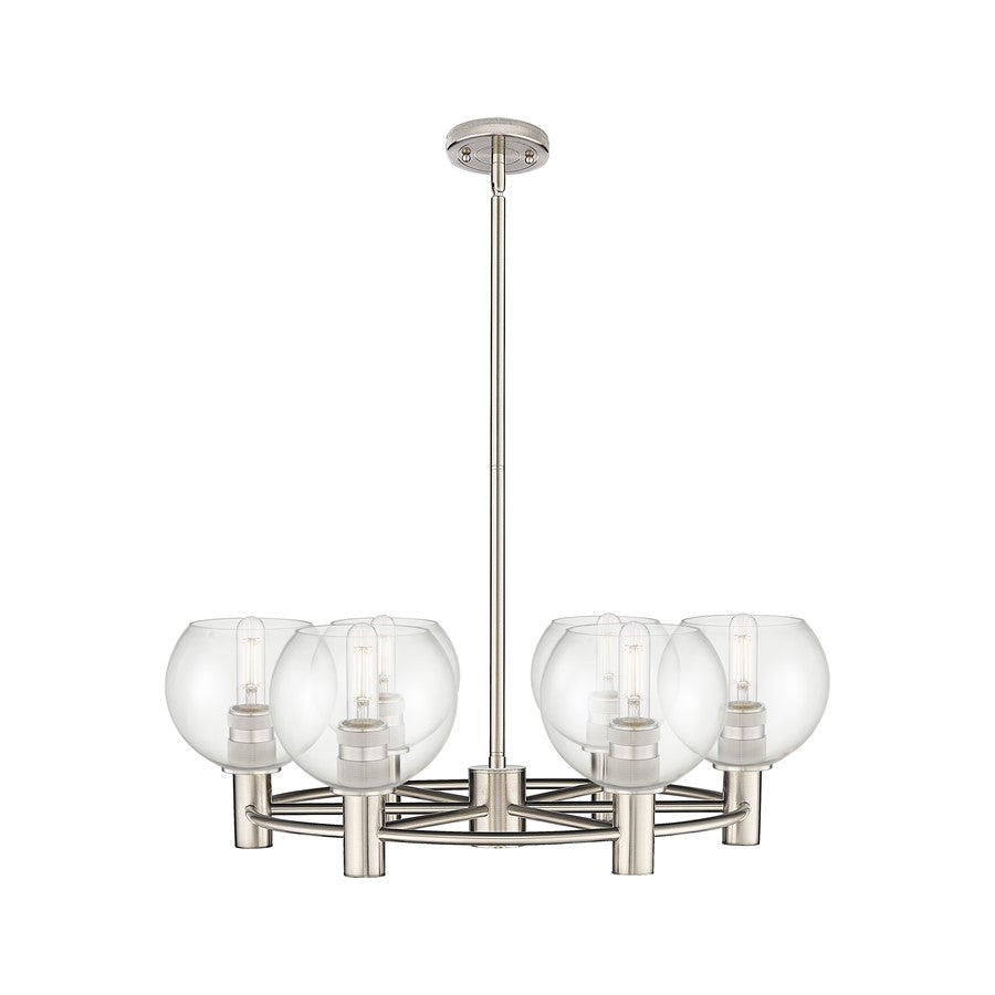 Innovations CP 6Lt 26" Athens Stem Chandelier, SN/CL - 434-6CR-SN-G122-6