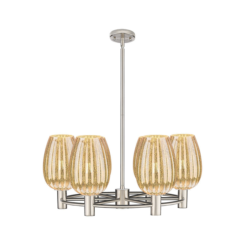 Innovations Preston Flute 26in 6-Light Chandelier | Industrial Satin Nickel and Mercury Glass | Kitchen Island & Dining | Model 434-6CR-SN-G457-6ME