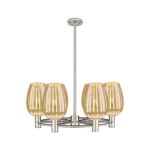 Innovations Preston Flute 26in 6-Light Chandelier | Industrial Satin Nickel and Mercury Glass | Kitchen Island & Dining | Model 434-6CR-SN-G457-6ME