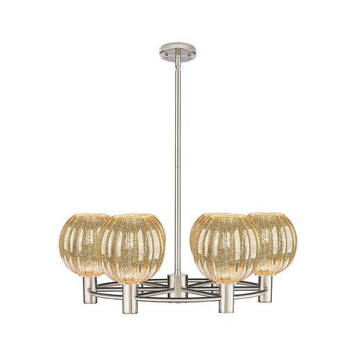 Innovations Preston Globe 27in 6-Light Chandelier | Industrial Satin Nickel and Mercury Glass | Kitchen Island & Dining | Model 434-6CR-SN-G458-7ME