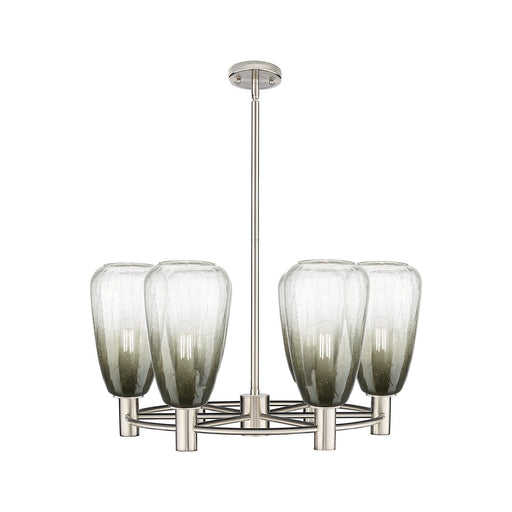 Innovations Brookhaven Almond 26in 6-Light Chandelier | Industrial Satin Nickel and Slate Glass | Dining Room & Kitchen | Model 434-6CR-SN-G480-6SL