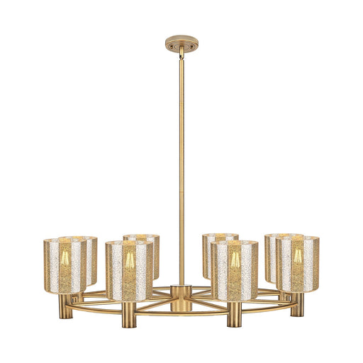 Innovations Cobbleskill 35in 8-Light Chandelier | Industrial Brushed Brass and Mercury Glass | Dining Room & Kitchen Island | Model 434-8CR-BB-G116