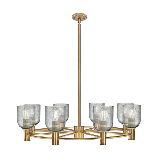 Innovations Caledonia 35in 8-Light Chandelier | Industrial Brushed Brass and Charcoal Glass | Dining Room & Living Room | Model 434-8CR-BB-G257