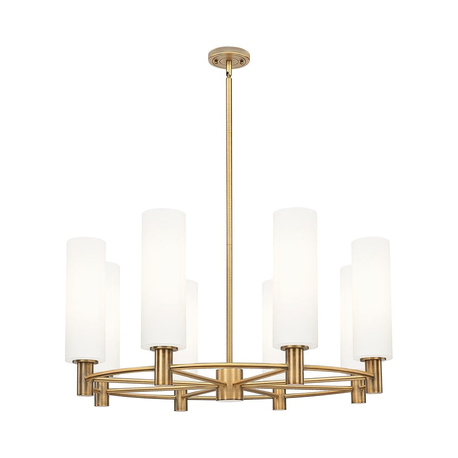 Innovations CP 8Lt 32" Stem Chandelier, 12" BB/WH - 434-8CR-BB-G434-12WH