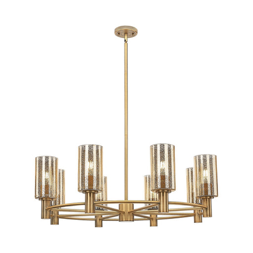 Innovations Crown Point 32in 8-Light Chandelier | Industrial Brushed Brass and Mercury Glass | Dining Room & Kitchen | Model 434-8CR-BB-G434-7ME