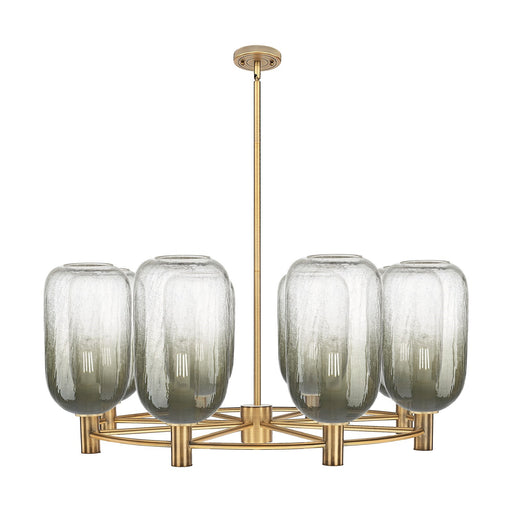 Innovations Brookhaven Cloche 36in 8-Light Chandelier | Industrial Brushed Brass and Slate Glass | Dining Room & Foyer | Model 434-8CR-BB-G482-7SL