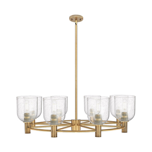 Innovations Bella 35in 8-Light Chandelier | Industrial Brushed Brass and Seedy Glass | Dining Room & Kitchen Island | Model 434-8CR-BB-G558-6SDY
